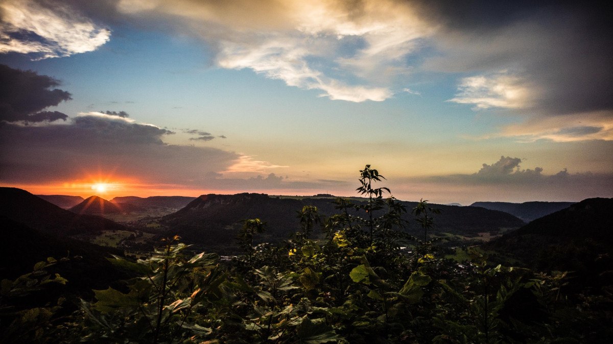 Sonnenuntergang am Türkheimer Burgstall, © Landkreis Göppingen