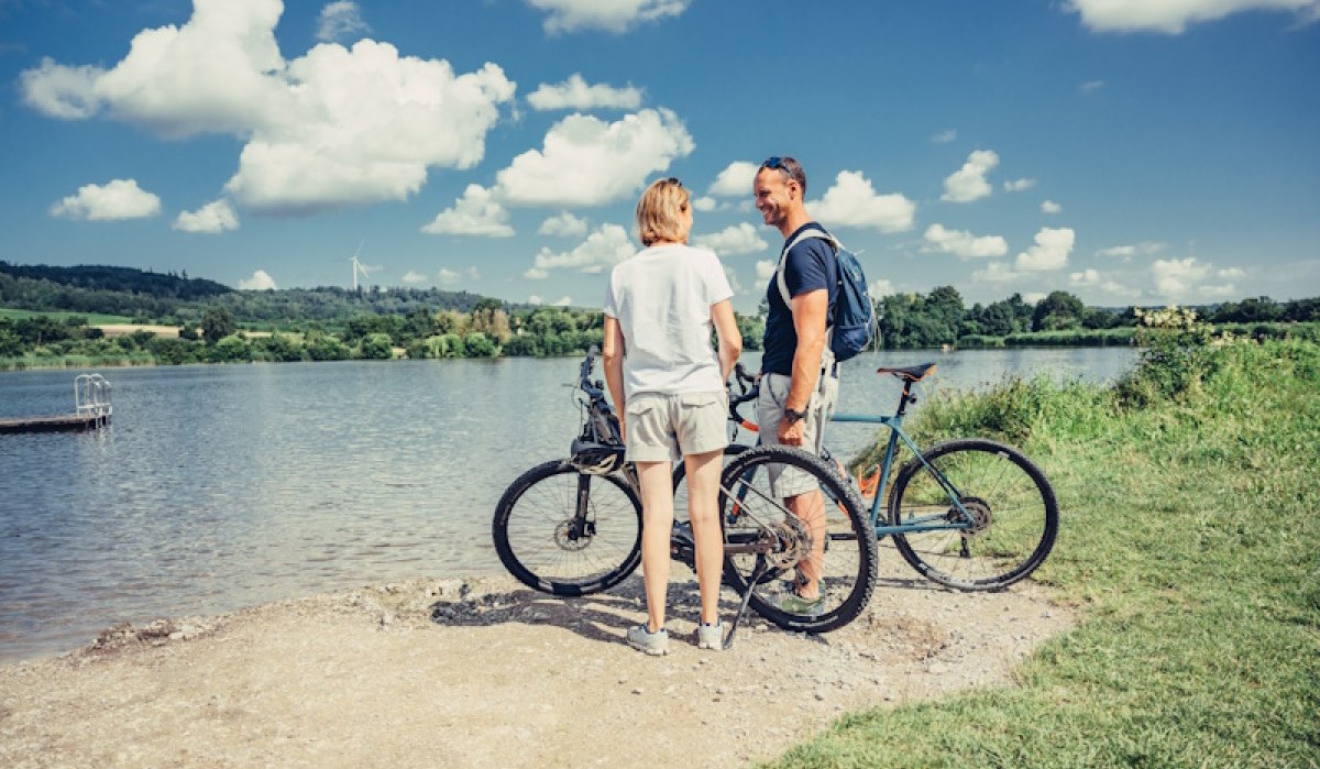 Radfahren am Starkholzbacher See, © Hohenlohe + Schwäbisch Hall Tourismus