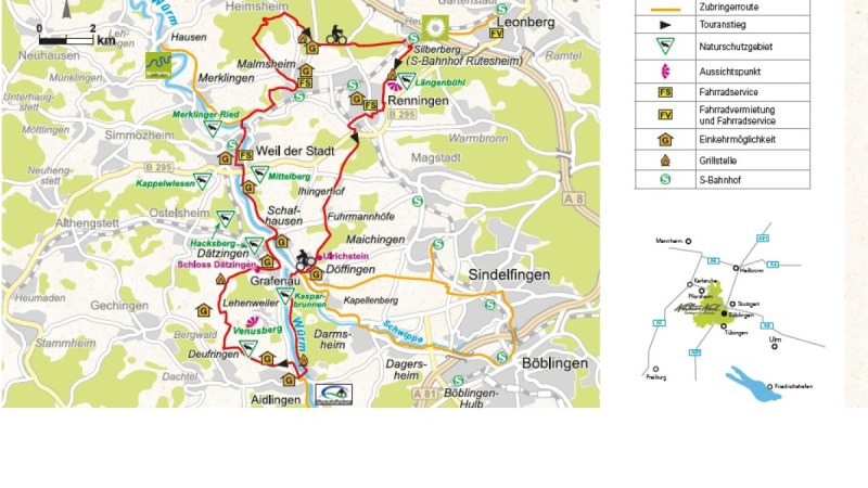 Streckenverlauf Nah.Tour.Radweg, © Natur.Nah. Schönbuch & Heckengäu